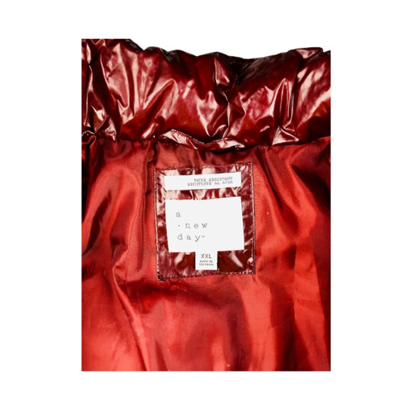 A New Day Womens Puffer Water Resistant Zip Lined Jacket Outdoor Maroon XXL - Picture 7 of 11